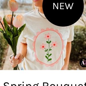 Spring bouquet short sleeve tee on comfort  color ivory